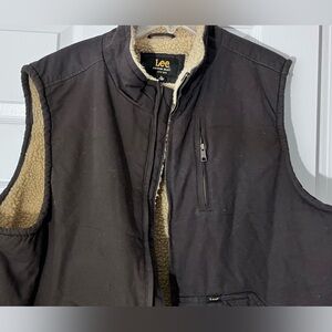 Lee Men's Brown Full Zip Sherpa Lined Vest XL Casual Outdoor